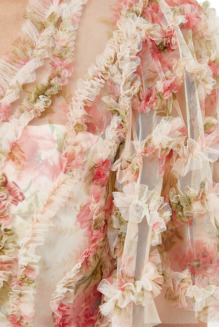 Waltzing Blooms Ruffle Mini Dress
